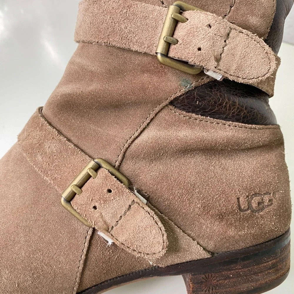 UGG Cydnee Tall Riding Boots Tan Sude Brown Leather Size‎ 9